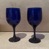 front view of both cobalt blue wine glasses