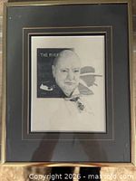 Front view of framed sketch print showing full artwork, frame, and matting