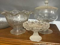 Group shot of three vintage glass pieces