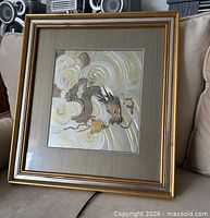 Front view of framed Chokin dragon artwork