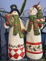 Two snowman figurines front view