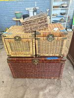 All four wicker storage pieces stacked together