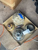 Overview of five stoneware pieces in box