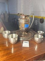 Full set: pitcher on tray with four cups