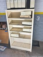 front view showing five shelves and overall finish