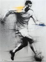 Front view of the unstretched painting showing subject, colours and signature.