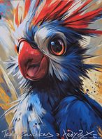 Front view of painting showing artwork and signature