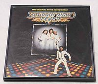 Front view of framed Saturday Night Fever album cover