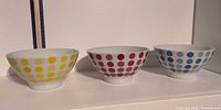 All three bowls side by side showing colors and pattern