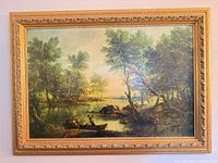 Front view of framed acrylic landscape painting