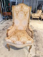 Front view showing upholstery, frame, overall style