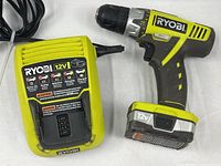 Drill, charger, battery group shot