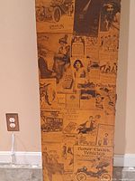 Full view of one panel showing advertisement collage print