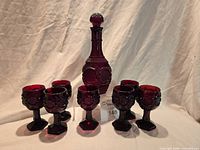 Full set showing decanter and seven cordial glasses