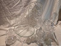 Group shot showing all cut glass pieces together