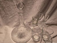 Crystal decanter and assorted glasses group overview