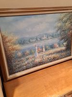 Full view of framed signed oil painting landscape