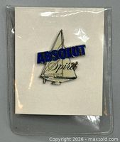 Pin inside plastic sleeve on backing card