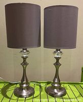 Front view of both lamps assembled with shades on