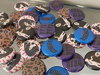 Close-up of assorted buttons showing individual designs