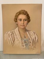 Framed pastel portrait full view