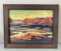 Frontal view of framed oil painting