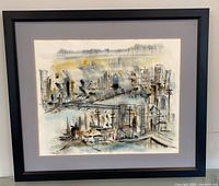 Front view of framed watercolour painting