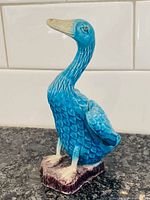 front view of turquoise glazed Chinese duck figurine