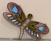 Full view of stained glass dragonfly suncatcher