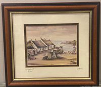 Front view of signed framed watercolour painting