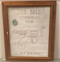 Front view of framed novelty sign