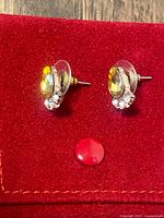 Front view of both earrings on red case