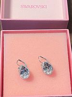 Earrings displayed in open Swarovski box