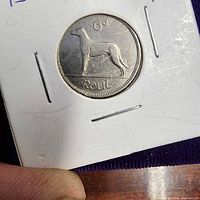 Reverse view showing Irish Wolfhound, denomination and legend