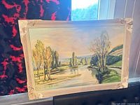 Full view of framed A. Schoenrock landscape painting