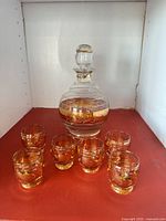 Full set showing decanter and six glasses