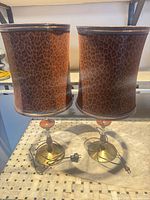 Pair of lamps with shades side by side showing overall design