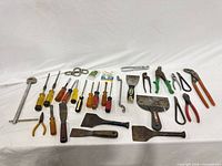 Full layout of all hand tools on white background