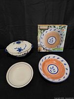 All three serving pieces with Meadow Blue bowl box