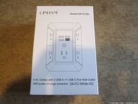 Retail box front showing ONIANF HR-519D surge protector specifications