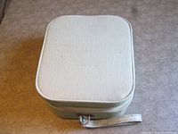 Closed pale green vinyl carrying case top view
