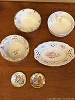 Group shot showing all seven porcelain pieces