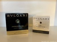 Front view of both sealed Bvlgari perfume boxes