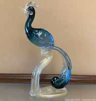 Full view of Murano glass peacock showing size and form