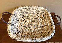 Top view showing full square basket shape and weave pattern
