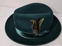 Top and brim of dark green fedora