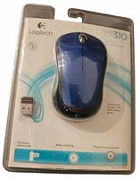 Front view of sealed Logitech M310 wireless mouse package showing mouse and USB receiver