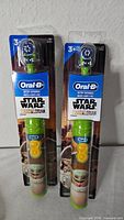 Front view of two sealed Oral-B Star Wars Mandalorian battery toothbrushes