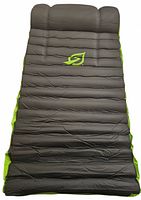 Full view of mattress laid out, showing quilted surface and logo