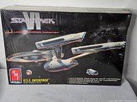 Front of sealed model kit box with Star Trek VI artwork and logos
